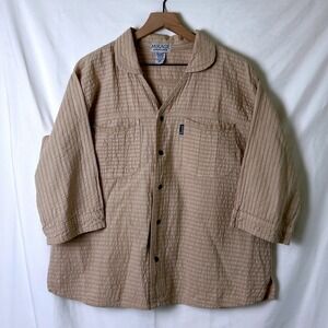 Mirage Ezze Wear Mens Shirt Tan Cotton Gauze Snap Button Size S Granola Earthy